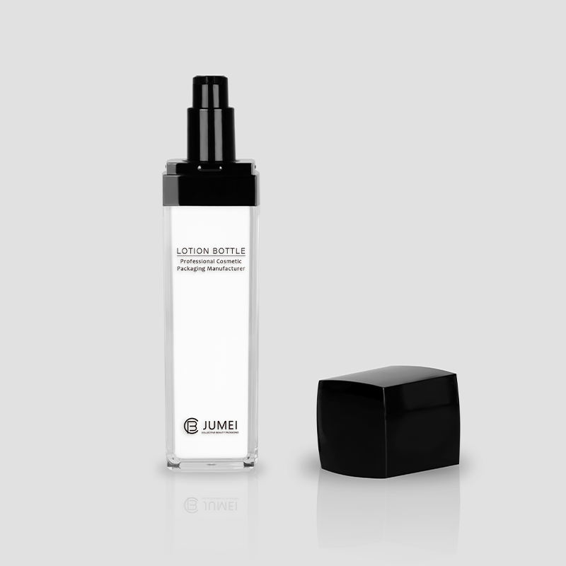 Hot Sale Simple Cosmetic Packaging Square Transparent Acrylic Bottle with Lotion Pump