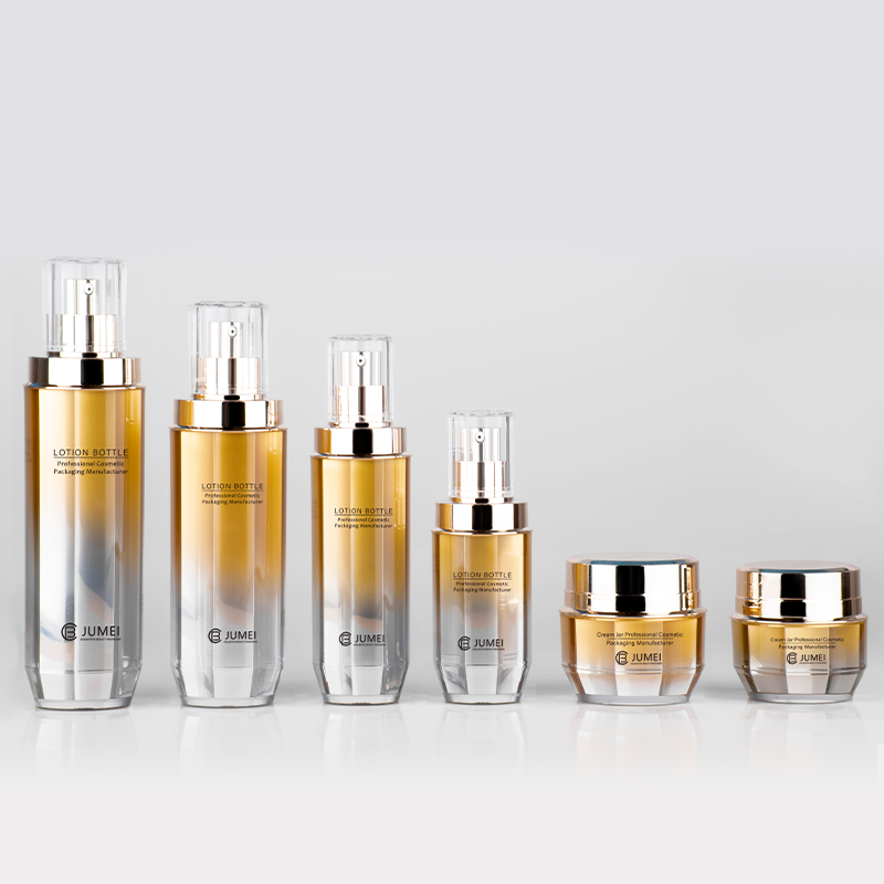 High-Grade Specular Cylindrical Gradient Color Yellow Acrylic/PS Bottle Plastic Cosmetic Container