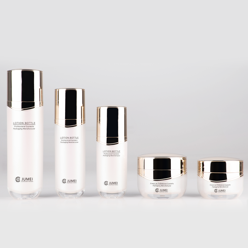 High Quality Skincare Packaging Double-Layer White Plastic Bottle with Golden Cap