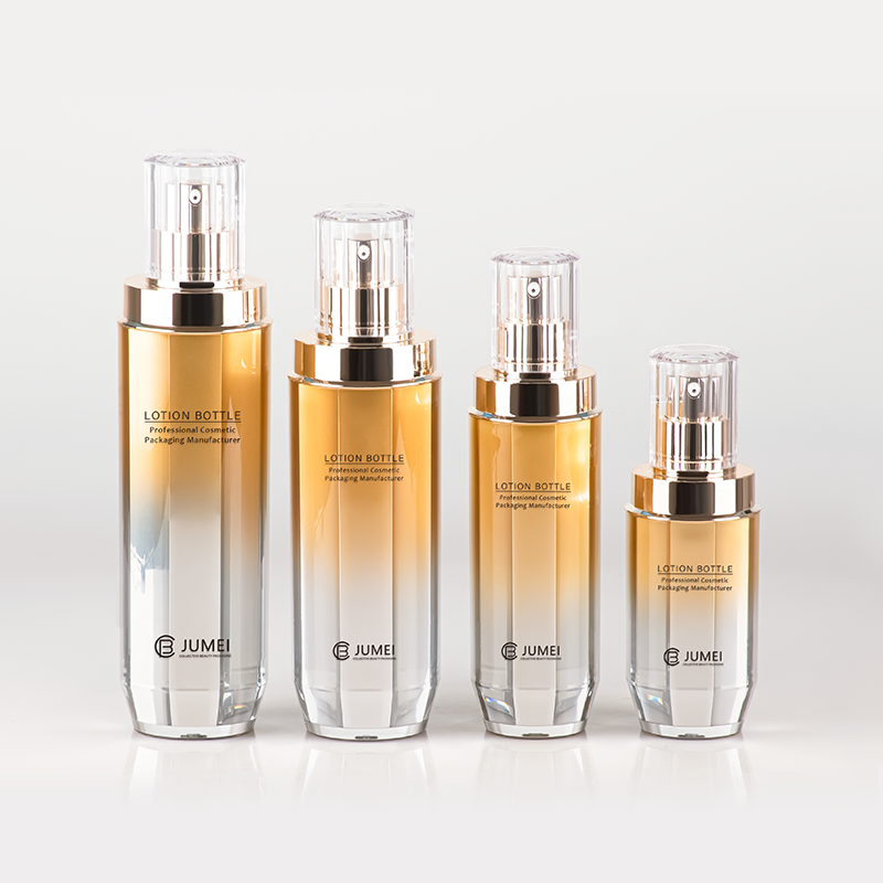 High-Grade Specular Cylindrical Gradient Color Yellow Acrylic/PS Bottle Plastic Cosmetic Container