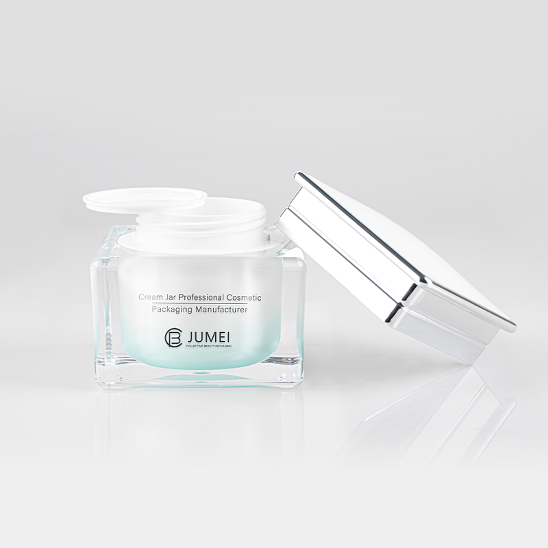 Acrylic Cosmetic Packaging Square Gradient Color Light Blue Plastic Jar