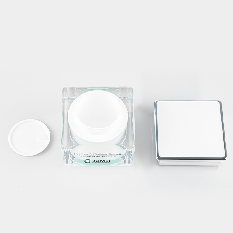 Acrylic Cosmetic Packaging Square Gradient Color Light Blue Plastic Jar