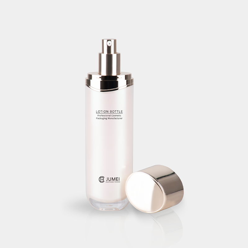 High Quality Skincare Packaging Double-Layer White Plastic Bottle with Golden Cap