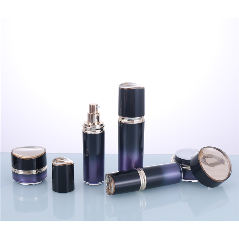 Modern Gradient Color Cosmetic Packaging Cylindrical Black and Purple Acrylic Bottle