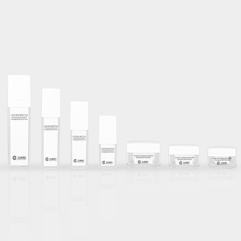 In Stock Elegant Cosmetic Packaging Square Transparent Acrylic Bottle with White Cap