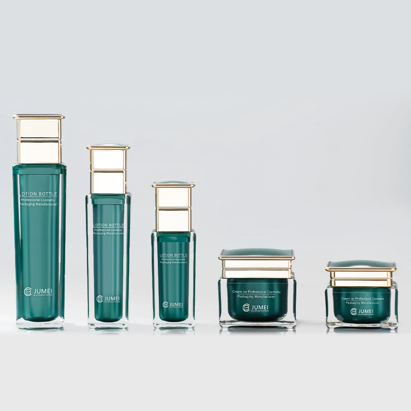 Superior Customized Square Double-Layer Green Plastic Jar for Cream