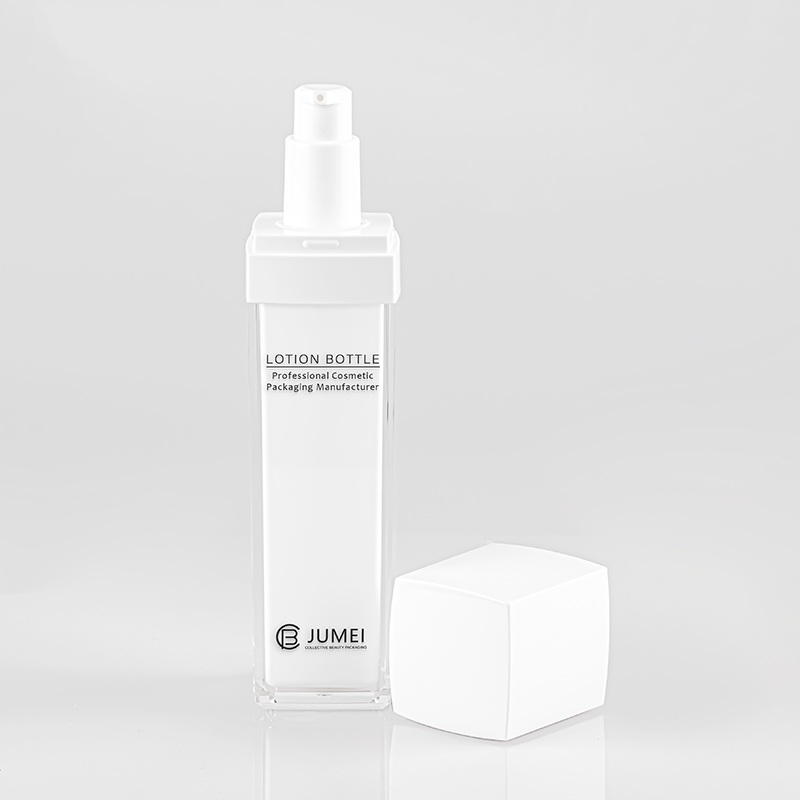 In Stock Elegant Cosmetic Packaging Square Transparent Acrylic Bottle with White Cap