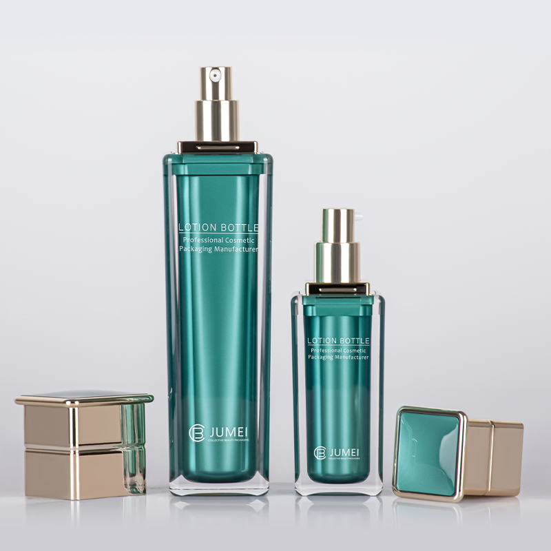 Superior Customized Square Double-Layer Green Plastic Jar for Cream