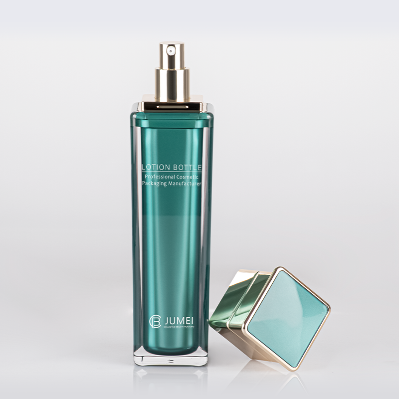 Superior Customized Square Double-Layer Green Plastic Jar for Cream