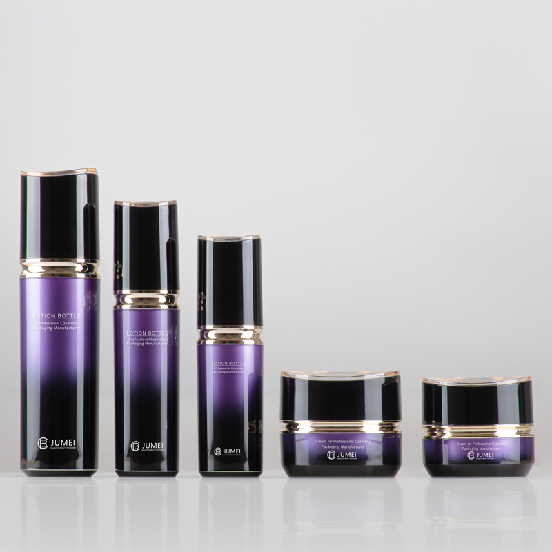 Fashionable Cylindrical Gradient Purple and Black Plastic Acrylic Jar for Cream