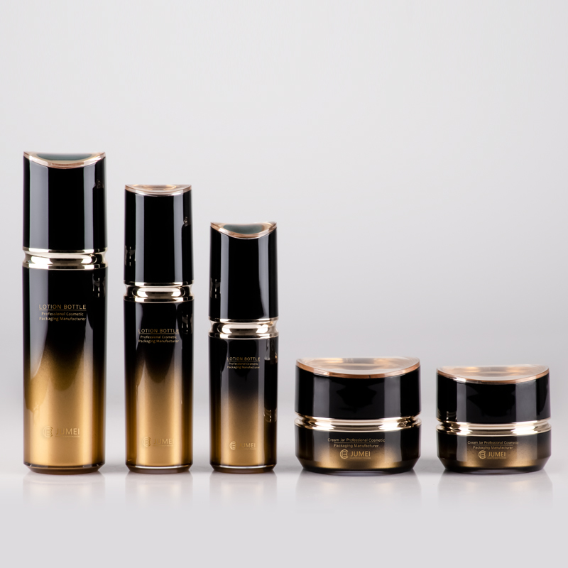 Cylindrical Plastic Cosmetic Packaging Gradient Color Black and Yellow Acrylic Cream Jar