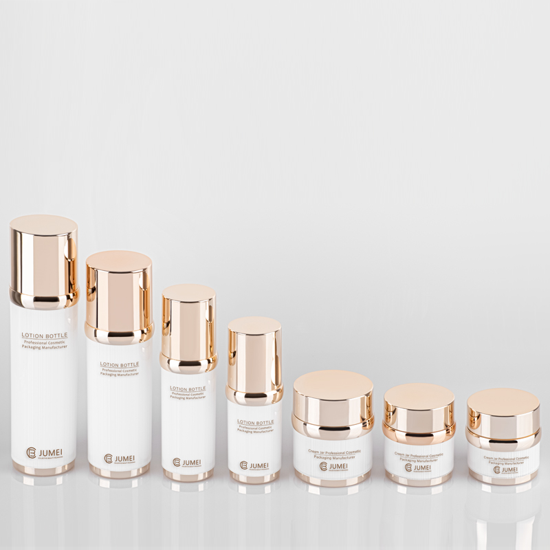Newest Cosmetic Container White Plastic Acrylic Cream Jar with Electroplated Golden Cap