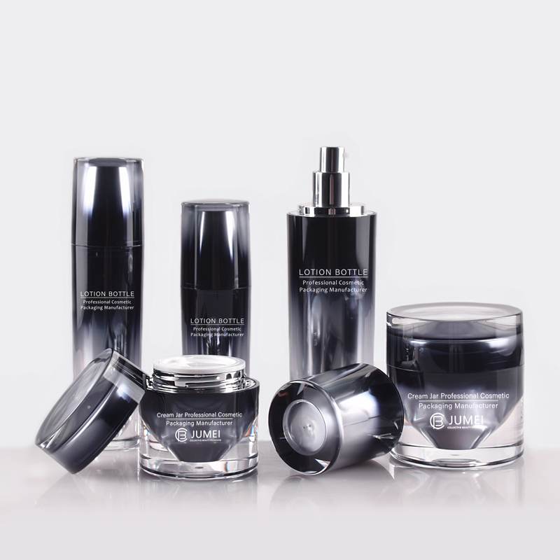 High-End Cream Jar and Lotion Bottles in Gradient Color Plastic Packaging