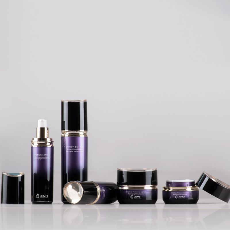 Fashionable Cylindrical Gradient Purple and Black Plastic Acrylic Jar for Cream