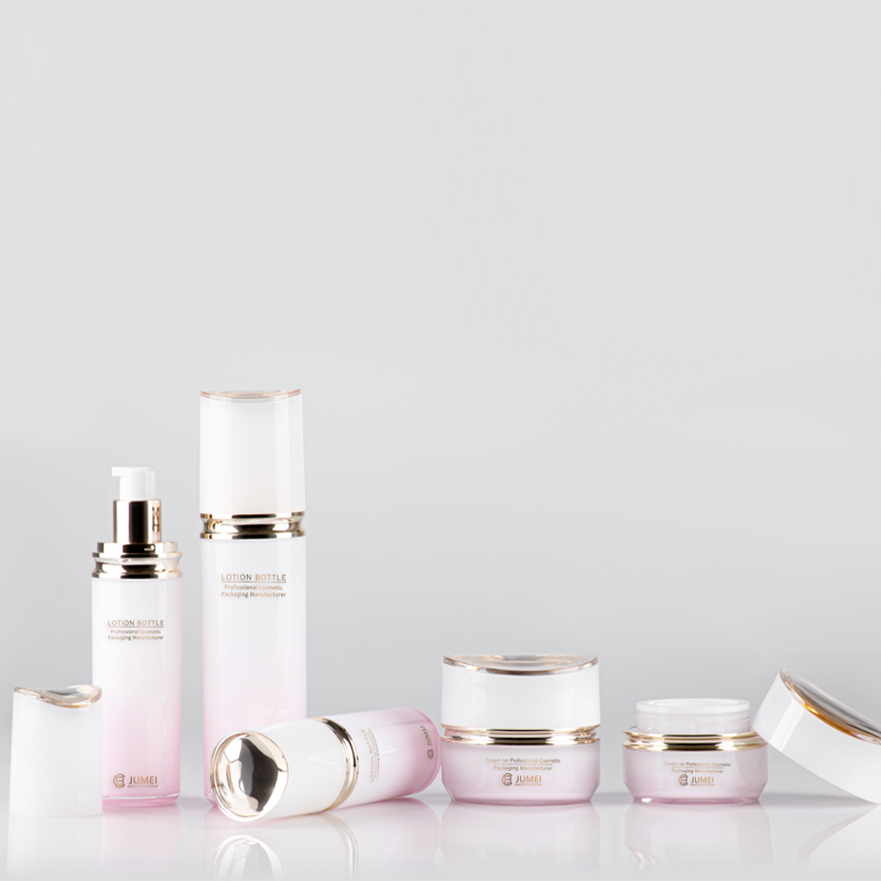 Acrylic Cosmetic Packaging Beautiful White and Pink Plastic Bottle for Toner and Emulsion