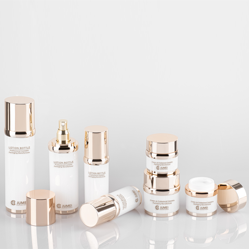 Newest Cosmetic Container White Plastic Acrylic Cream Jar with Electroplated Golden Cap