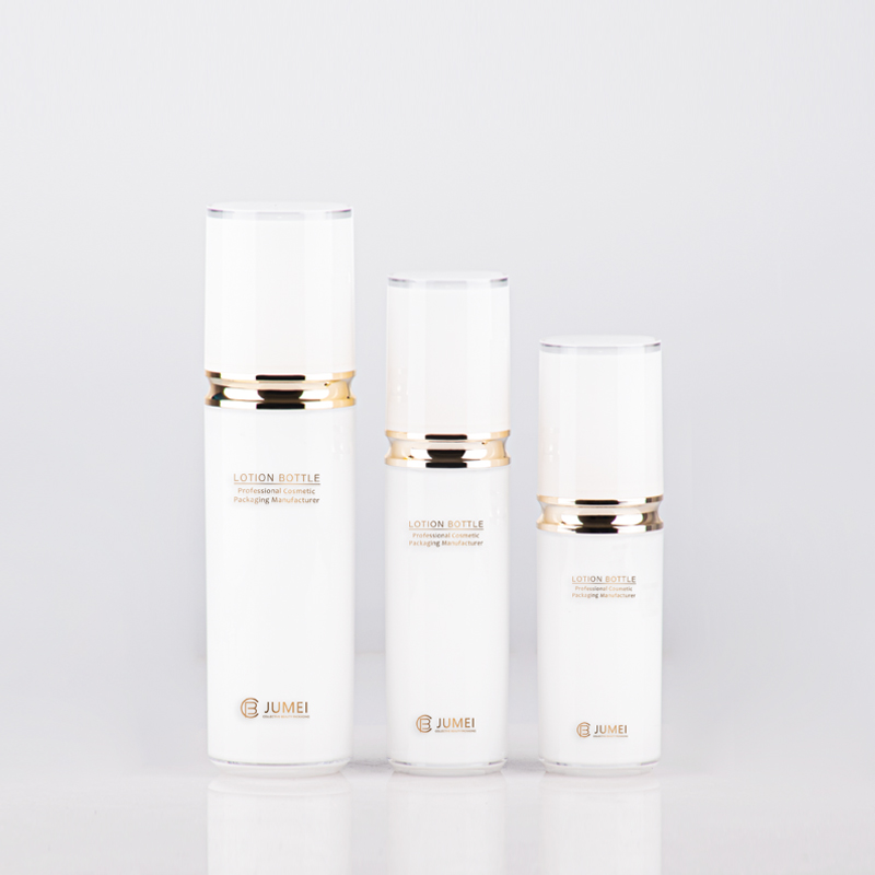 New Product Cosmetic Container Cylindrical White Acrylic Bottle with Color-Spraying Cap