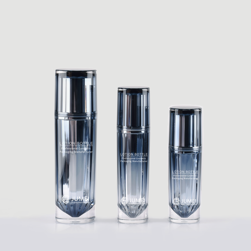 Customized Blue Acrylic Cosmetic Lotion Bottle with Silvery Inner Bottle