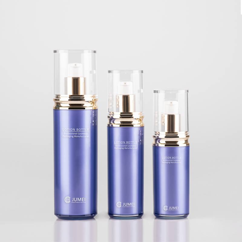 Customized Double Layer Purple Acrylic Emulsion Bottle with Lotion Pump