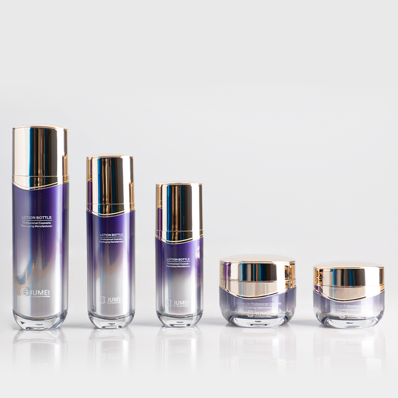Luxury Cosmetic Container Silvery and Gradient Purple Acrylic Emulsion Bottle