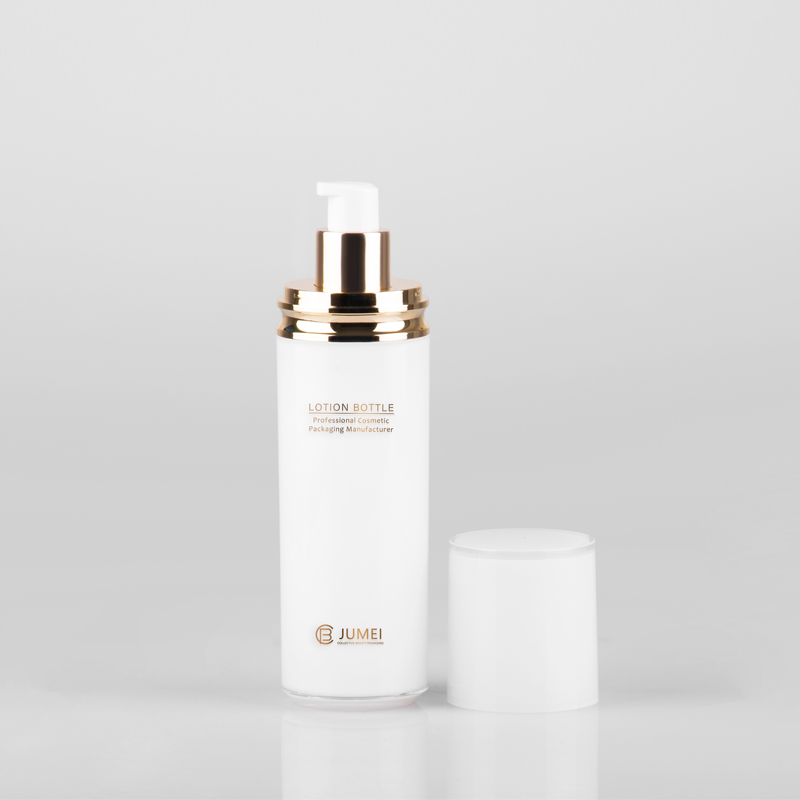 New Product Cosmetic Container Cylindrical White Acrylic Bottle with Color-Spraying Cap