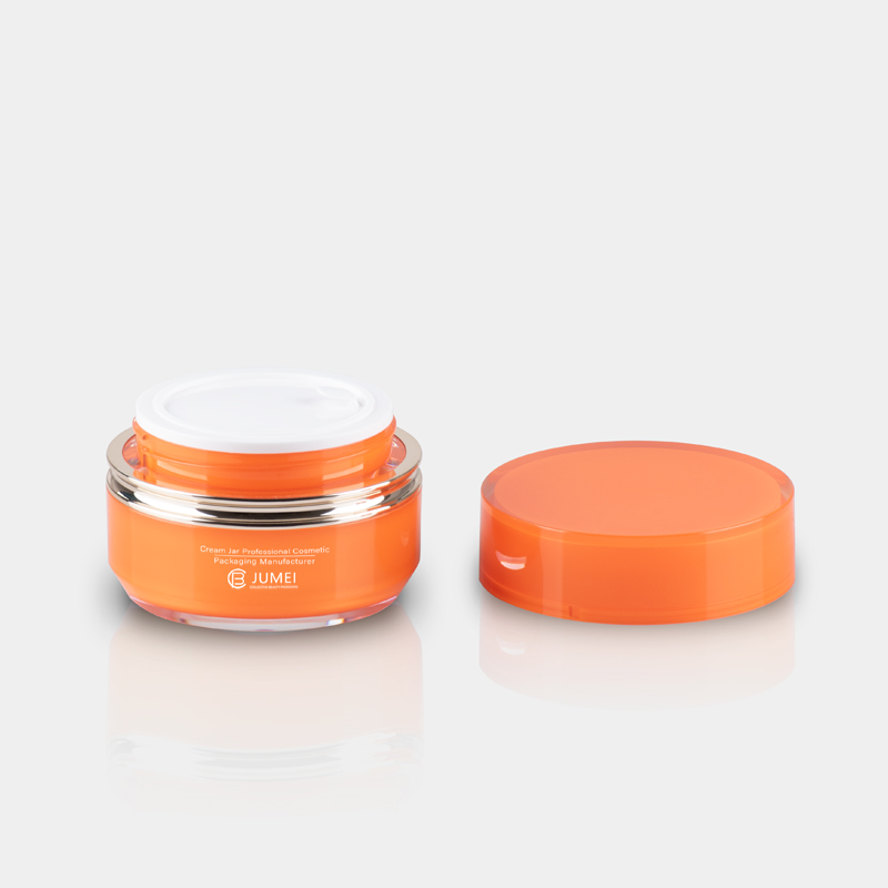 Customized Bright Color Packaging for Cosmetics Shiny Orange Acrylic Cream Jar