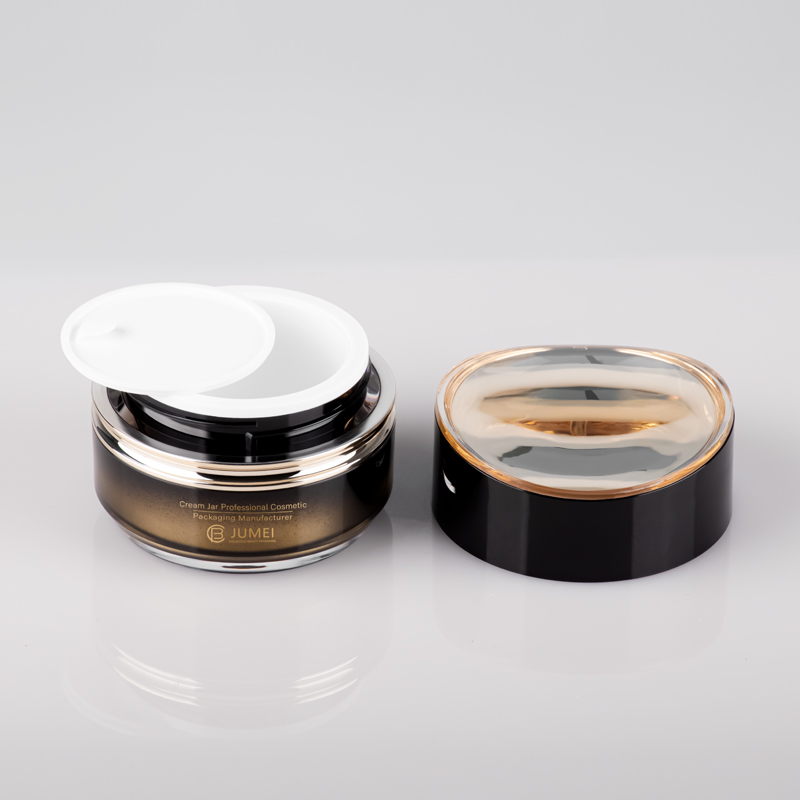 Cylindrical Plastic Cosmetic Packaging Gradient Color Black and Yellow Acrylic Cream Jar